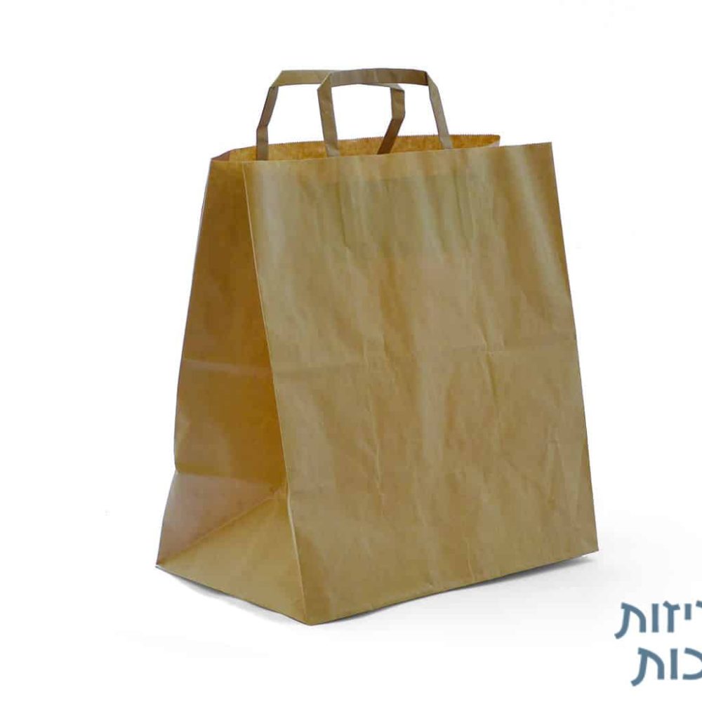 שקיות טייק אווי חומות עם ידית שטוחה 32/40/17, 300 יחידות