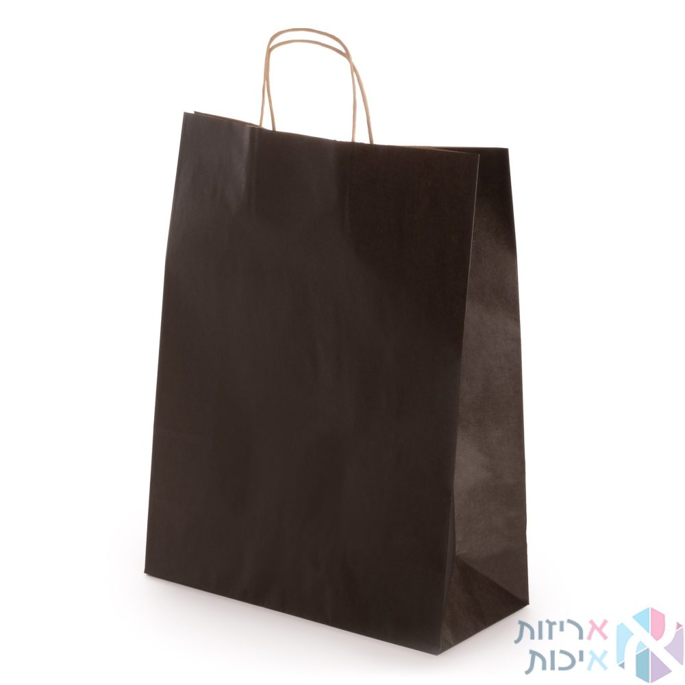 שקיות נשיאה מנייר שחור ידית מגולגלת 32/40/12, 50 יחידות