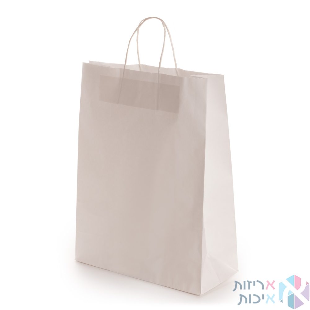 שקיות נשיאה מנייר לבן ידית מגולגלת 25/32 50 יח'