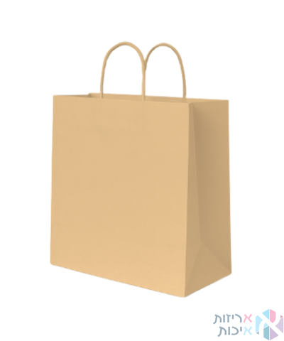 שקיות נייר עם ידית מגולגלת במידה 28-16-29 צבע טבעי
