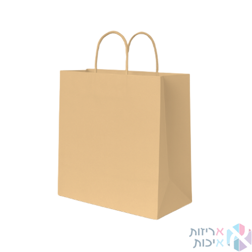 שקיות נייר עם ידית מגולגלת במידה 28-16-29 צבע טבעי