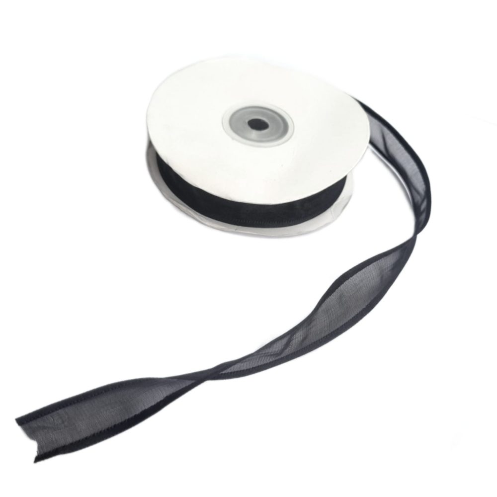 סרט אורגנזה חלק 2.5 ס”מ אורך 50 יארד שחור יח’ 1