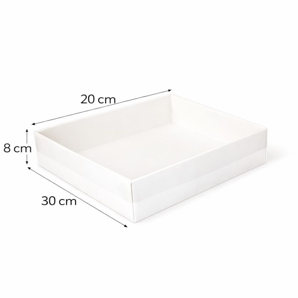 קופסאות קרטון עם מכסה שקוף 20/30/8 25 יח’- לבן