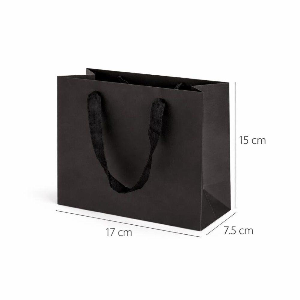 שקיות קרטון עם ידית סאטן 15/17, 10 יחידות צבע שחור