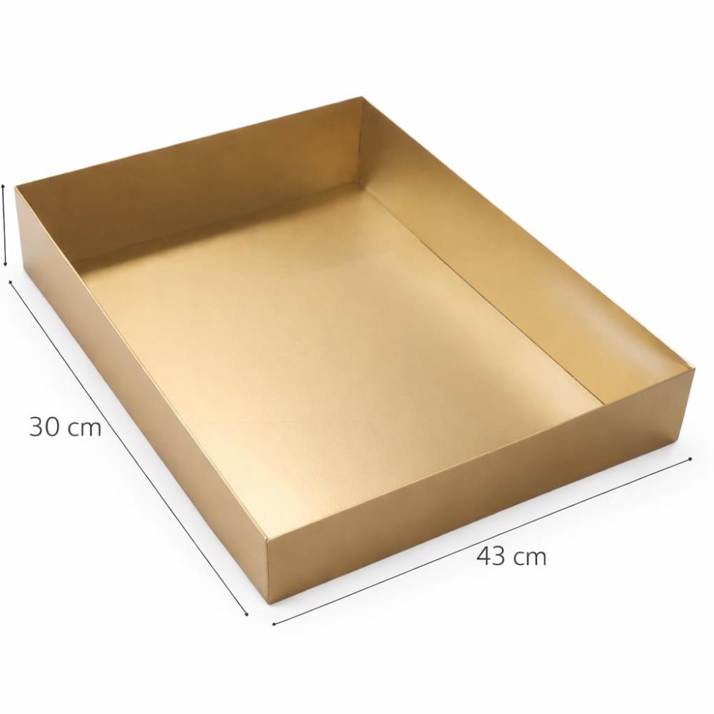 קופסאות קרטון עם מכסה שקוף 30/43/8 25 יח’- זהב