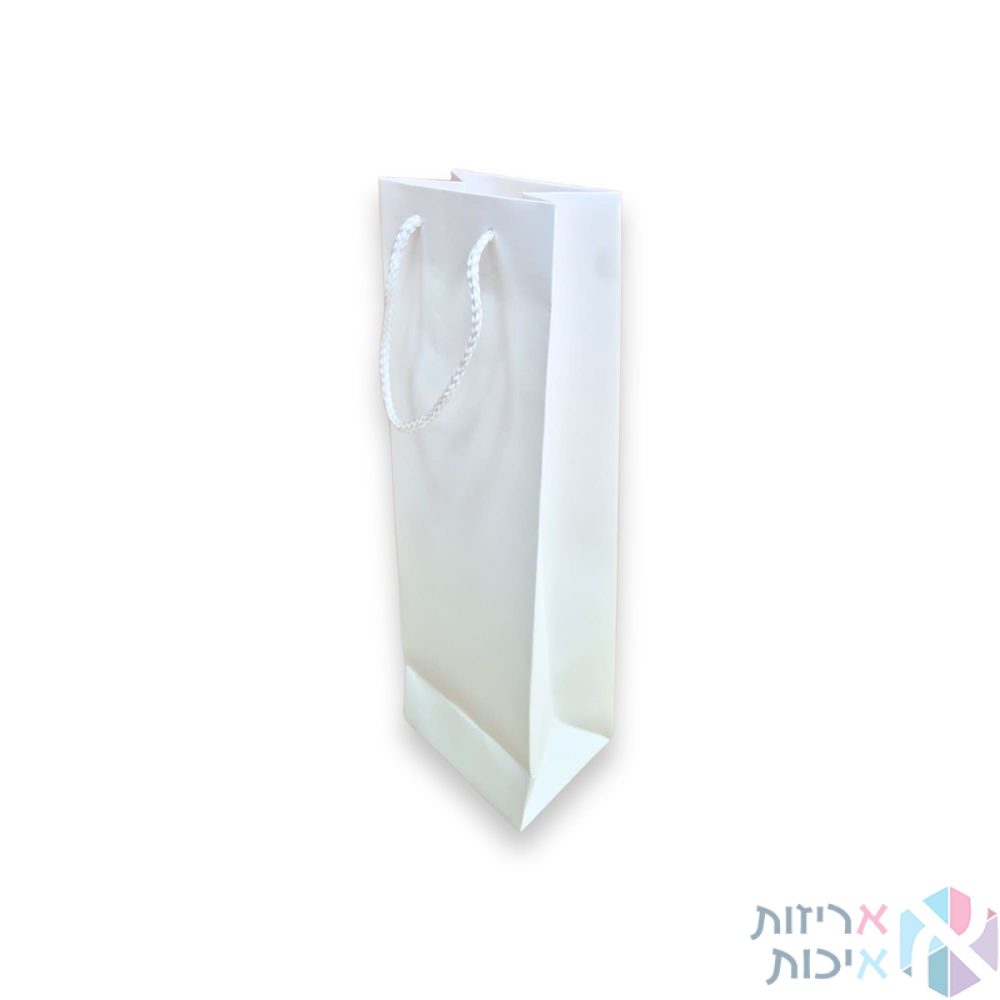 שקיות קרטון לבקבוק יין עם ידית שרוך 50 יחידות צבע לבן