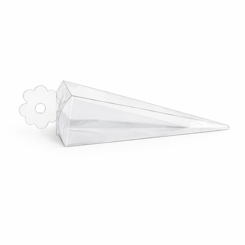 קופסאות PVC קונוס סוכריה 3/3/15, 48 יחידות