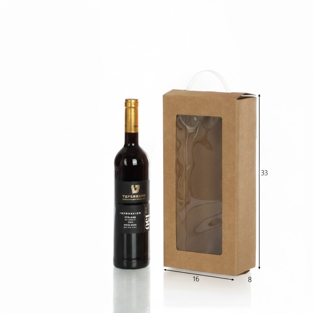 מארז קרטון עם ידית פלסטיק וחלון